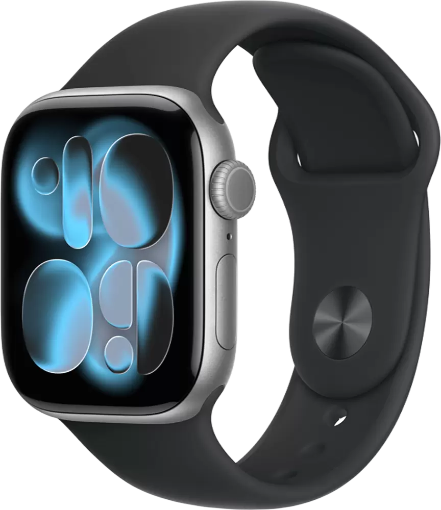 Умные часы Apple Watch Series 11 42 мм (алюминиевый корпус, космический серый/черный, спортивный силиконовый ремешок S/M) - фото