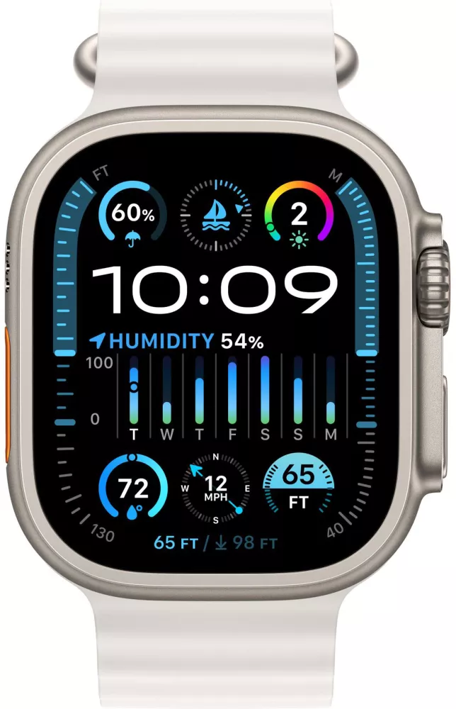 Умные часы Apple Watch Ultra 2 LTE 49 мм (титановый корпус, титановый/белый, ремешок из эластомера) - фото2