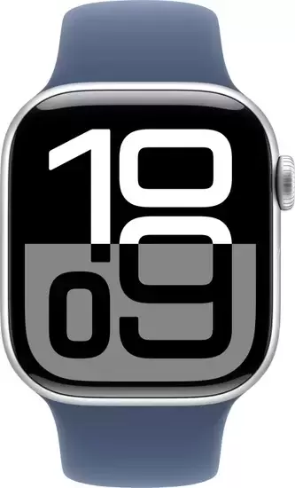 Умные часы Apple Watch Series 10 46 мм (алюминиевый корпус, серебристый/синий, спортивный силиконовый ремешок M/L) - фото2