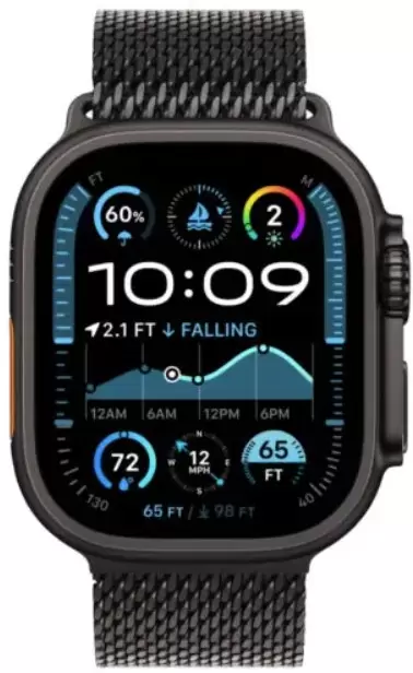 Умные часы Apple Watch Ultra 2 LTE 49 мм (титановый корпус, черный/черный, ремешок миланская петля размера L) - фото2
