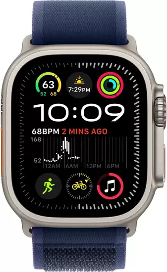 Умные часы Apple Watch Ultra 2 LTE 49 мм (титановый корпус, титановый/синий, нейлоновый ремешок M/L) - фото2