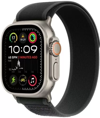 Умные часы Apple Watch Ultra 2 LTE 49 мм (титановый корпус, титановый/черный, нейлоновый ремешок размера M/L) - фото