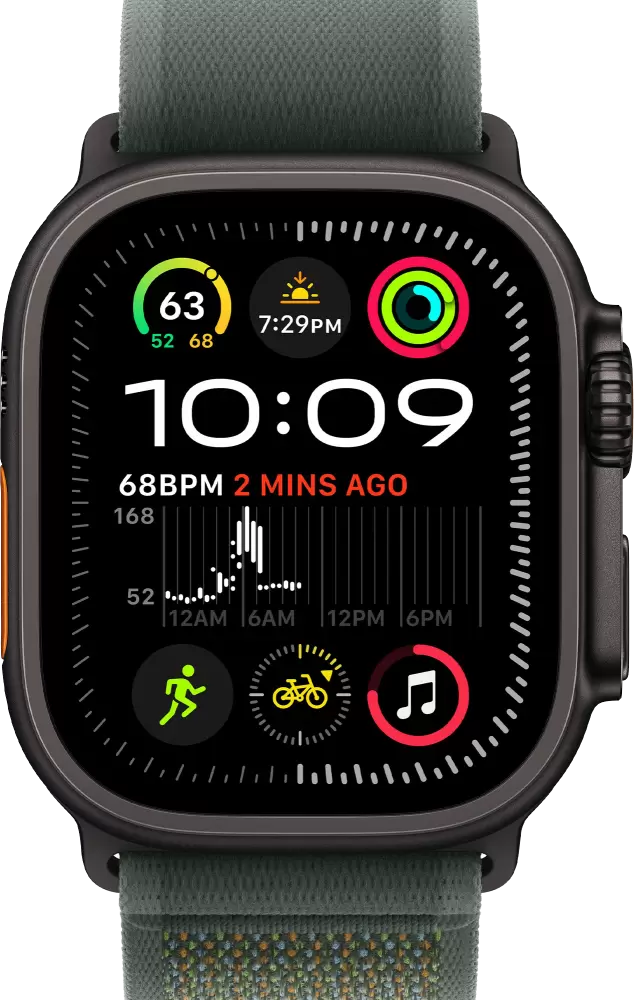 Умные часы Apple Watch Ultra 2 LTE 49 мм (титановый корпус, черный/зеленый, нейлоновый ремешок S/M) - фото2