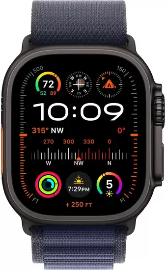 Умные часы Apple Watch Ultra 2 LTE 49 мм (титановый корпус, черный/синий, ремешок из полиэстера M) - фото2