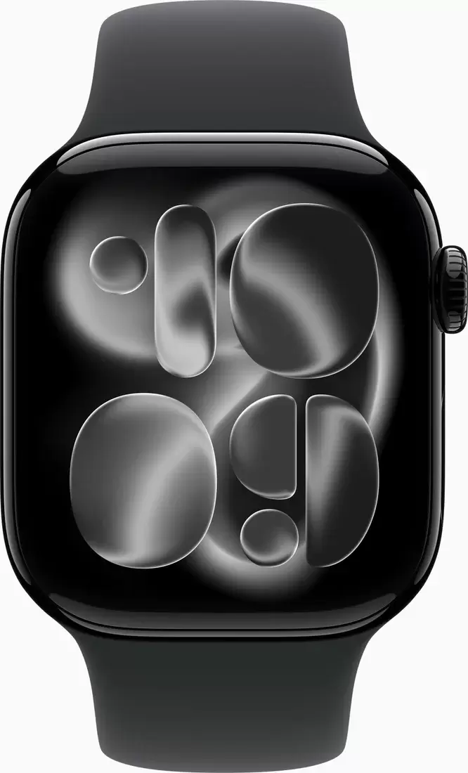 Умные часы Apple Watch Series 11 46 мм (алюминиевый корпус, черный/черный, спортивный силиконовый ремешок S/M) - фото2