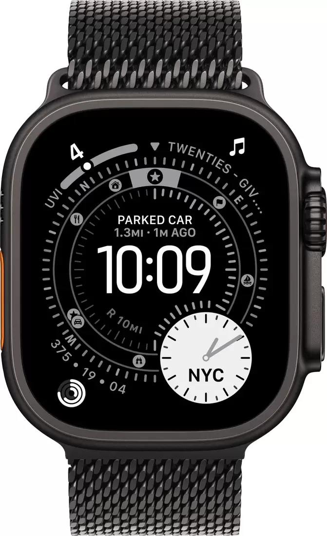 Умные часы Apple Watch Ultra 3 LTE 49 мм (титановый корпус, черный/черный, миланская петля L) - фото2