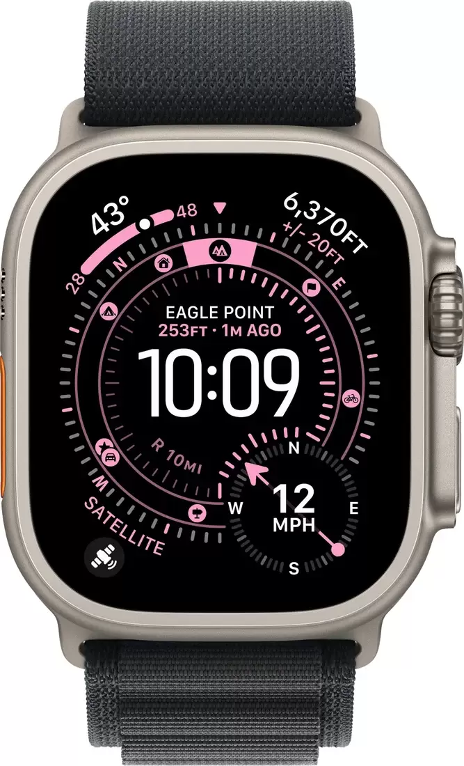 Умные часы Apple Watch Ultra 3 LTE 49 мм (титановый корпус, природный/черный, текстильный ремешок размера S) - фото2